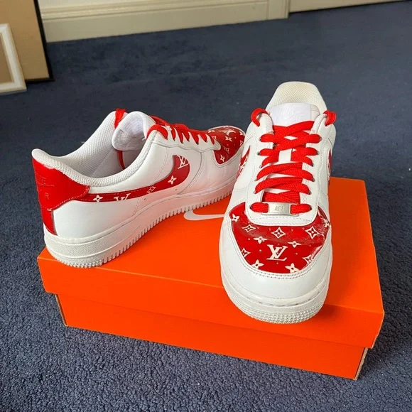Custom red LV Nike Air Force 1s - Picture 2 of 4
